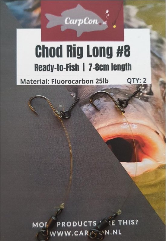 Chod Rig Long - 2 stuks - Haakmaat #8 - Ready-to-Fish Karper Onderlijn - CarpCon