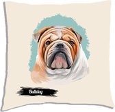 Sierkussen - Bulldog - Wit - 45 Cm X 4.5 Cm