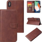 Case2go - Hoesje geschikt voor iPhone X/Xs - Wallet Book Case - Ruimte voor 3 pasjes - Donker Bruin