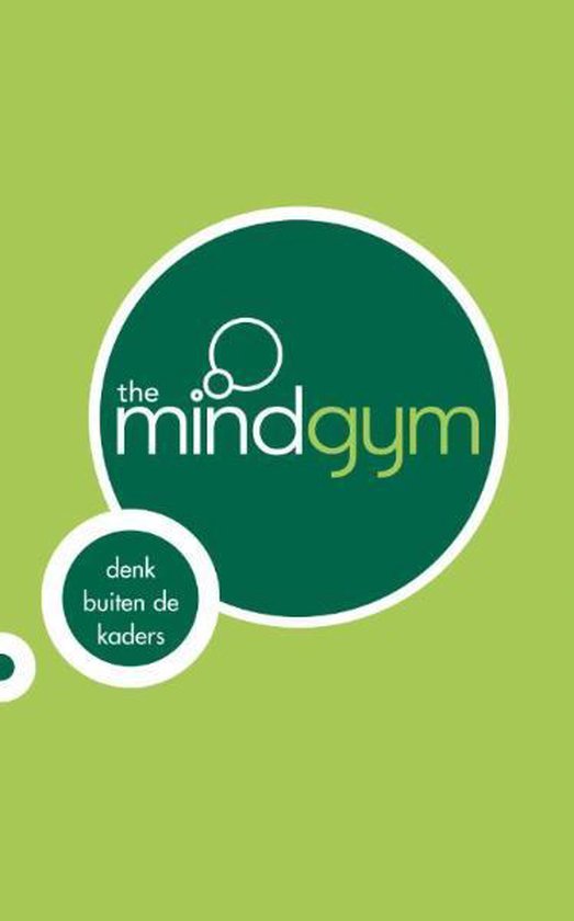 Logo van 'the mind gym' met de tekst 'denk buiten de kaders' in een groen cirkelvormig ontwerp.