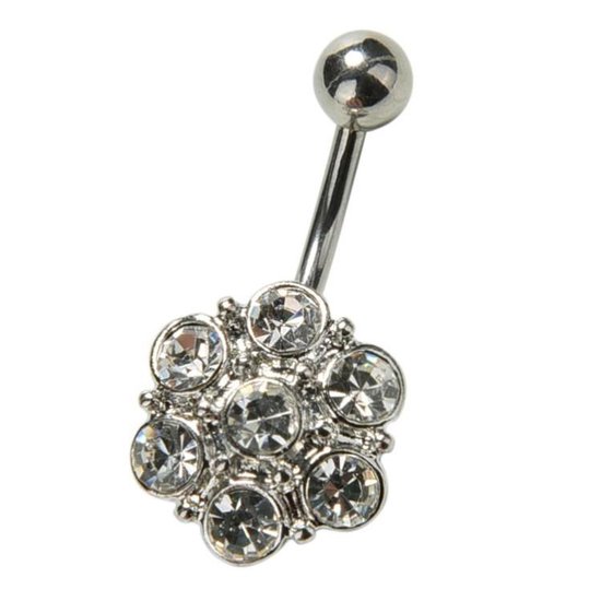 Fako Bijoux® - Navelpiercing - Bloem - Wit