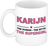 Karijn The woman, The myth the supergirl cadeau koffie mok / thee beker 300 ml