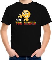 Funny emoticon t-shirt E is MC you stupid zwart kids L (146-152)