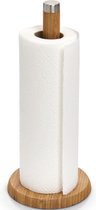 1x Bamboe houten keukenrolhouders rond 14 x 32 cm - Zeller - Keukenbenodigdheden - Keukenaccessoires - Keukenpapier/keukenrol houders - Houders/standaards voor in de keuken