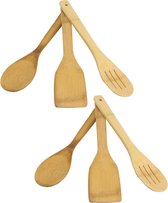 Bamboe spatelset 6-delig - 60 cm - Hout keukengerei - Slabestek - Opscheplepel - Kooklepel