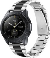 Stalen Smartwatch bandje - Geschikt voor  Samsung Galaxy Watch stalen band 42mm - zilver/zwart - Horlogeband / Polsband / Armband