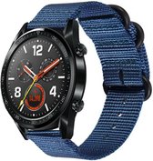 Nylon Smartwatch bandje - Geschikt voor  Huawei Watch GT nylon gesp band - blauw - 42mm - Horlogeband / Polsband / Armband