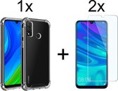 Huawei p smart 2020 hoesje shock proof case hoesjes hoes cover transparant - 2x Huawei p smart 2020 screenprotector