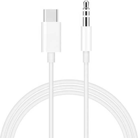 USB-C naar Headphone Jack Audio Aux Kabel - usb c naar Aux Auto Kabel - 3.5 mm - 1 Meter - Wit