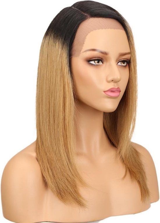 wrijving Identiteit Gezag Remy front lace wig - Blond met zwarte uitgroei - 100% menselijk haar |  bol.com