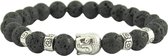 Kralen Armband Heren Dames Buddha Zwart Zilver - Kralenarmband Buddha - Boedha Armband