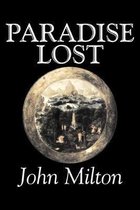 Couverture du livre 'Paradise Lost' de John Milton, avec une illustration antique d'un paysage dans un cercle.