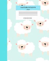 Wide Ruled Sheep Notebook Composition Book: Cute Novelty Gift for Girls Teens & Kids. 8'' x 10'' 120 Pages. White Sheep