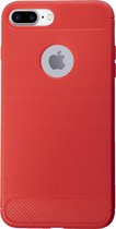 BMAX Carbon soft case hoesje geschikt voor Apple iPhone 7 Plus / Soft cover / Telefoonhoesje / Beschermhoesje / Telefoonbescherming - Rood