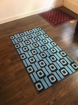 Deurmat - Phoenix Design Schoonloopmat - Retro Blauw Wit Zwart - Wasbaar