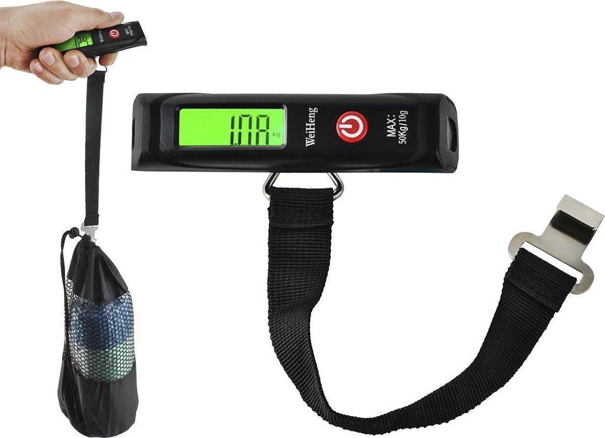 LOUZIR Bagageweger met LCD scherm Tot 50 kg / Digitale bagageweegschaal / Kofferweegschaal / Kofferweger / Inclusief batterijen