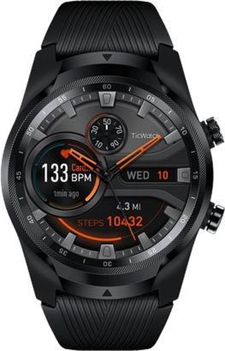 TicWatch Pro 4G LTE smartwatch touchscreen AMOLED 4G LTE Zwart GPS