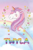Twyla: Twyla Unicorn Notebook Rainbow Journal 6x9 Personalized Customized Gift For Someones Surname Or First Name is Twyla