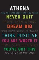 Athena You Are Stronger Than You Think Never Quit Prove Them Wrong Dream Big You Have What It Takes Think Positive You Are Worth It Dont Stop Believin