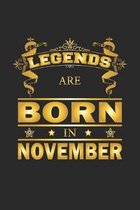 Legends Are Born In November: Notizbuch, Notizheft, Notizblock - Geburtstag Geschenk-Idee f�r Legenden - Karo - A5 - 120 Seiten