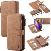 CaseMe - Samsung Galaxy S10 hoesje - Wallet Book Case met Ritssluiting - Bruin