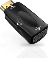 DrPhone HVA - HDMI naar VGA Converter adapter - Vergulde Beeldschermpoort Adapter met Audio-uitgang – Zwart