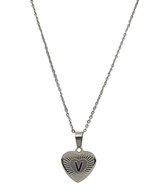 RVS Letter V Ketting met Hartje - Zilver Kleur