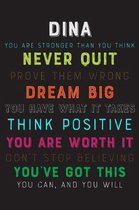 Dina You Are Stronger Than You Think Never Quit Prove Them Wrong Dream Big You Have What It Takes Think Positive You Are Worth It Dont Stop Believing