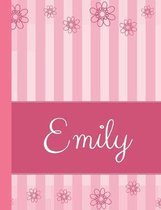 Emily: Personalized Name College Ruled Notebook Pink Lines and Flowers