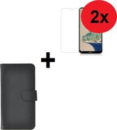 Nokia 2.3 Hoesje + 2x Screenprotector - Nokia 2.3 Book Case Wallet Zwart + 2x Screen Protector