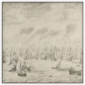 De zeeslag bij Terheide, Willem van de Velde - Foto op Akoestisch paneel - 150 x 150 cm