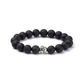 KRALEN ARMBAND LAVA STEEN MET BOEDDHA BEDELTJE