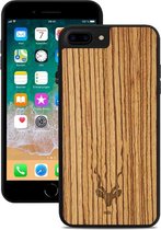 Kudu iPhone 7/8 Plus hoesje case - Houten backcover - Handgemaakt en afgewerkt met duurzaam TPU - Zwart