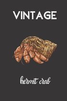 vintage hermit crab: small lined Hermit Crab Notebook / Travel Journal to write in (6'' x 9'') 120 pages