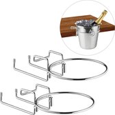 Relaxdays 2x wijnkoeler houder - ijsemmer tafelbeugel - metaal - champagnekoeler frame