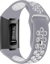 YONO Bandje geschikt voor Fitbit Charge 4/3 – Sport Air – Grijs/Wit – Small