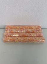 Hobby decoratie: gebloemd lint/papier - set van 4 rollen (oranje)