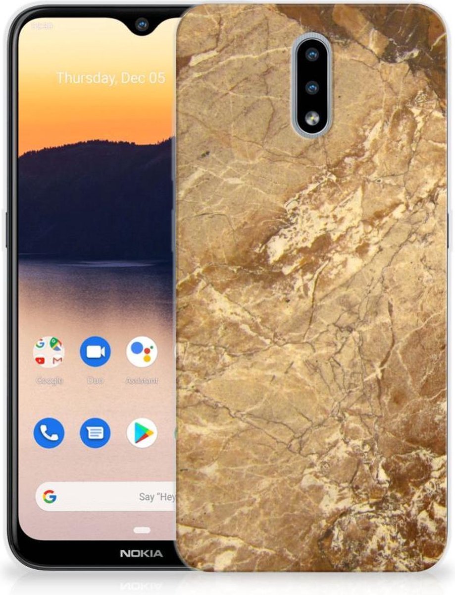 Nokia 2.3 TPU Siliconen Hoesje Marmer Creme