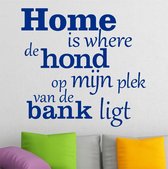 muursticker Home is where de hond - blauw - 75x72cm