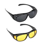 2-In-1 overzet zonnebril + overzet nachtbril | autobril met afneembaar brilkoord