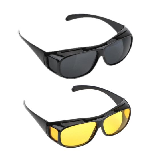 2-in-1 overzet zonnebril + overzet nachtbril | autobril met afneembaar brilkoord