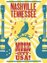 Signs-USA - Nashville Music City - Blue Bird - Wandbord - 33 x 44 cm