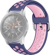 Let op type!! Voor Galaxy Watch 46 / S3 / Huawei Watch GT 1 / 2 22mm Smart Watch Siliconen dubbele kleur polsband watchband  grootte: S (Blauw Roze)