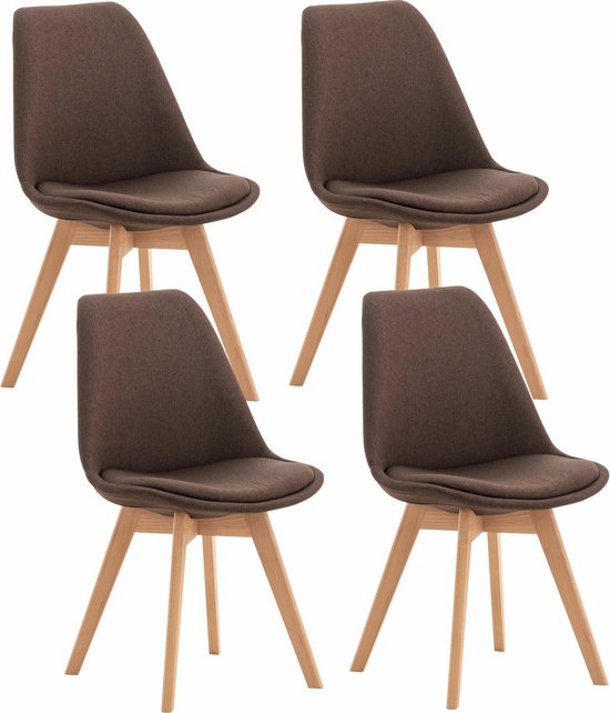 Clp Linares Lot de 4 chaises de salle à manger - Marron - Tissu | bol.com