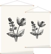 Actaea zwart-wit (Baneberry) - Foto op Textielposter - 120 x 180 cm