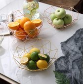 Fruitschaal Goud – Fruitmand  metaal - Schaal voor fruit / groente / snacks / brood – RVS – Schaal decoratie – Broodmandje - Open design  - Half