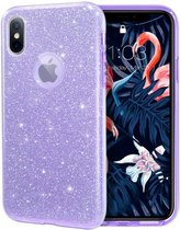 Apple iPhone 8 Back Cover Telefoonhoesje | Paars | TPU hoesje | Glitter