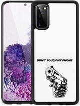 Back Cover Siliconen Hoesje Geschikt voor Samsung Galaxy S20 Telefoonhoesje met Zwarte rand Gun Don't Touch My Phone