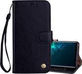 Zakelijke stijl olie-wax textuur horizontale flip lederen tas, met houder en kaartsleuven en portemonnee voor Galaxy Note9 (zwart)