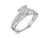 Silver Rose -R6347W-52 -Ring -925 Zilver gerodineerd -Cubic Zirkonia